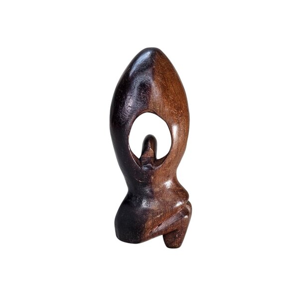 Hand-Carved Abstract Wooden Sculpture Of Woman Figure - Picture 5 of 10